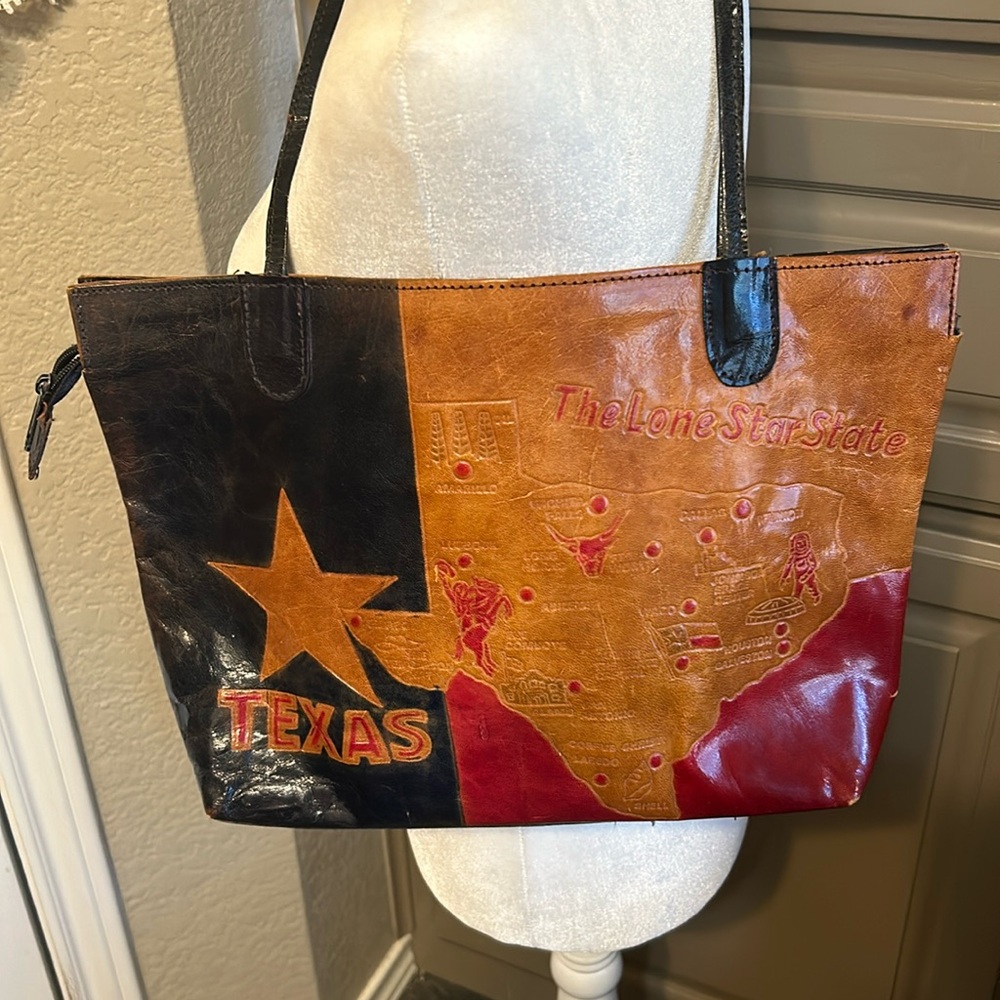 Vintage Texas leather tote